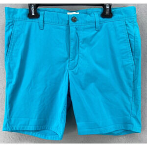 Open Edit Shorts Mens 34W Blue Teal Chino Skinny Fit Zipper‎ Pockets 8.5" Inseam